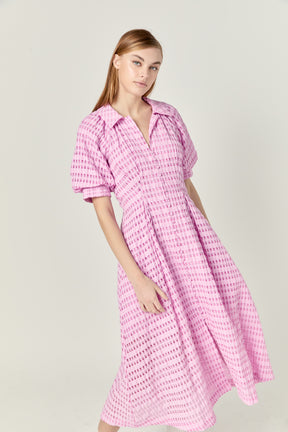 Seersucker Check Midi Dress