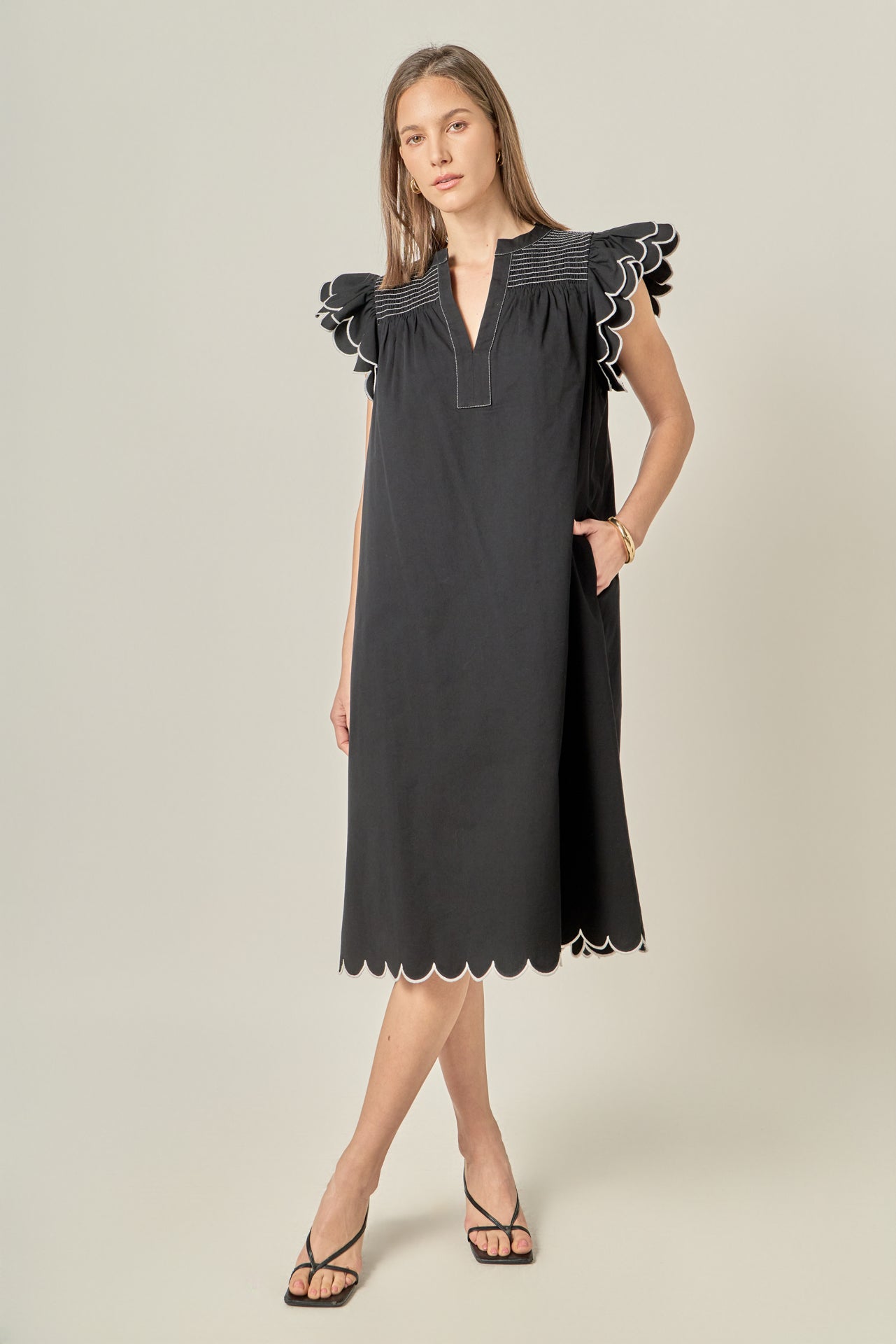 ENGLISH FACTORY - Scallop Midi Dress - DRESSES available at Objectrare