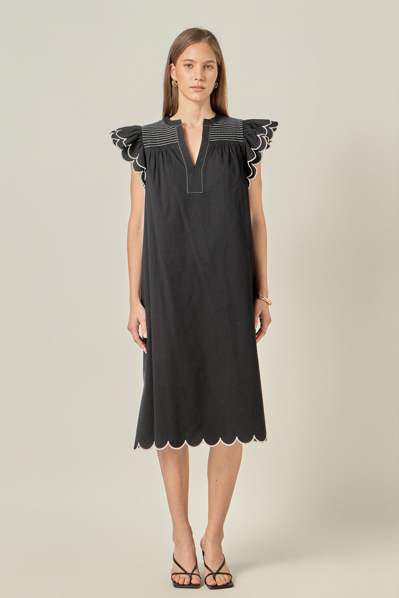 ENGLISH FACTORY - Scallop Midi Dress - DRESSES available at Objectrare
