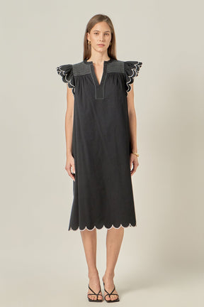 ENGLISH FACTORY - Scallop Midi Dress - DRESSES available at Objectrare