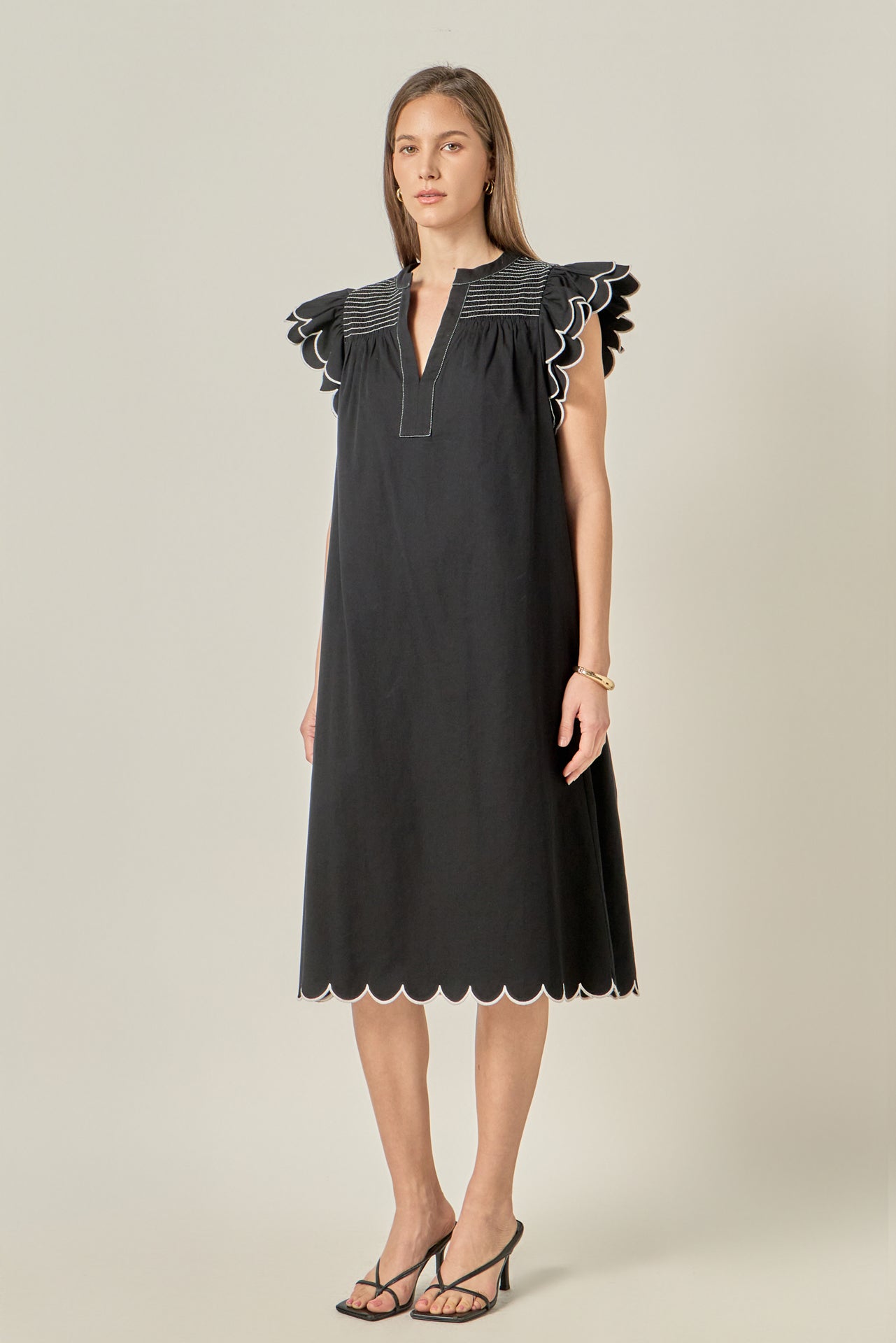 ENGLISH FACTORY - Scallop Midi Dress - DRESSES available at Objectrare