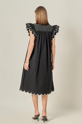 ENGLISH FACTORY - Scallop Midi Dress - DRESSES available at Objectrare