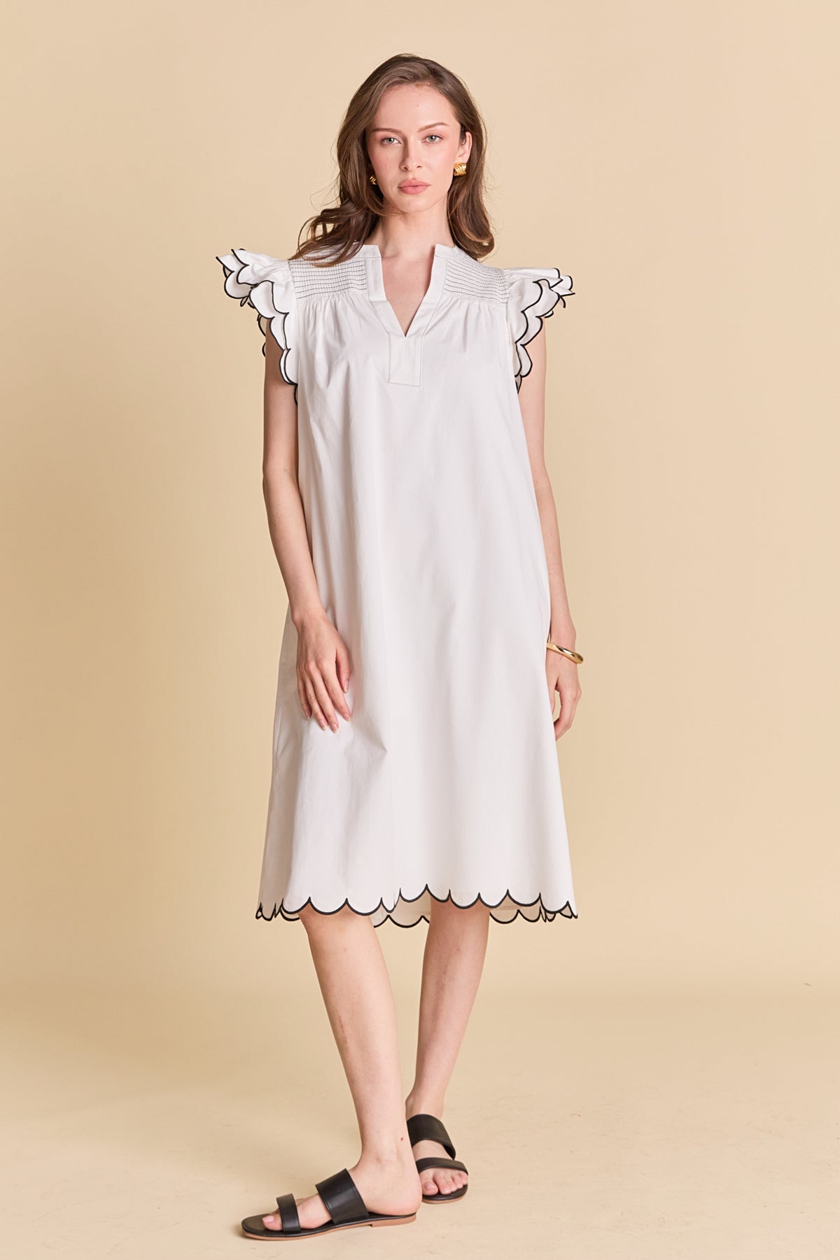 Scallop Midi Dress