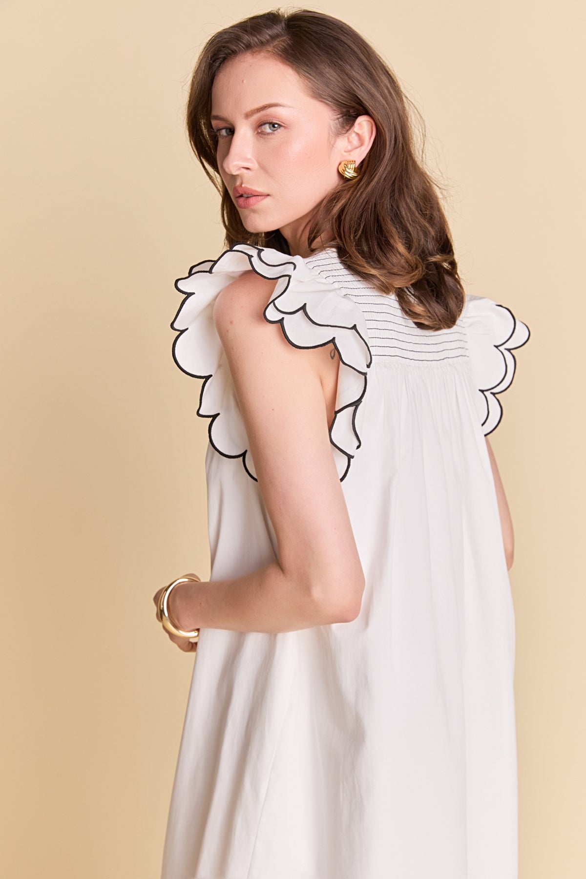 Scallop Midi Dress