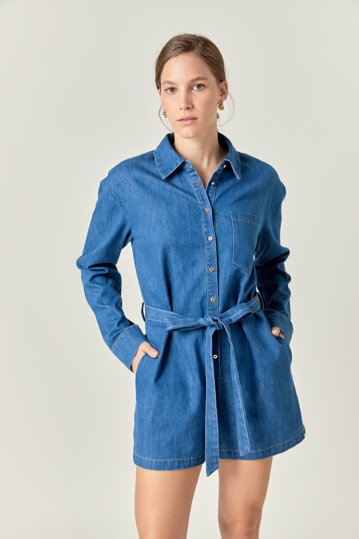 ENGLISH FACTORY - English Factory - Denim Romper - ROMPERS available at Objectrare