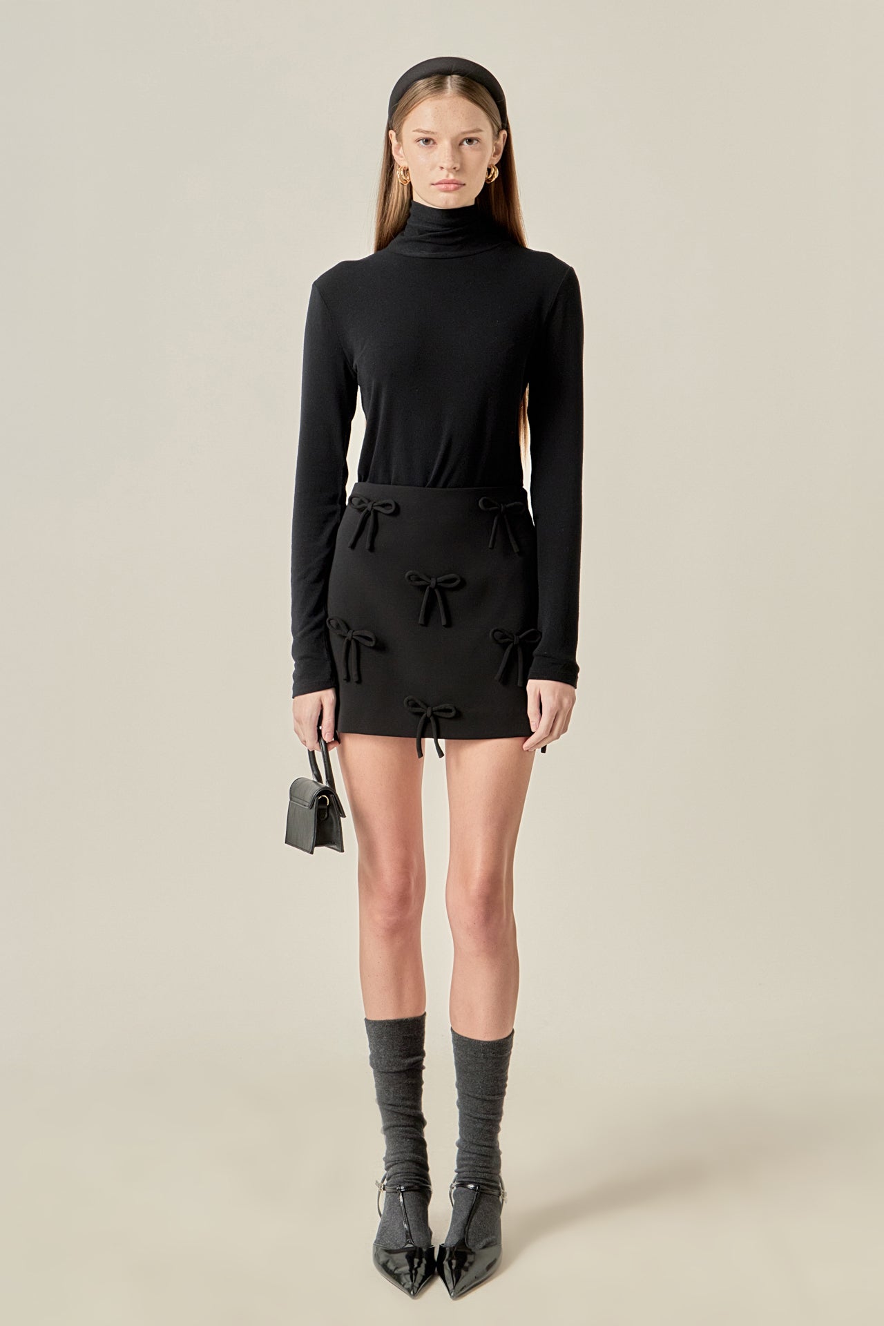 ENGLISH FACTORY - Bow Detailed Mini Skirt - SKIRTS available at Objectrare