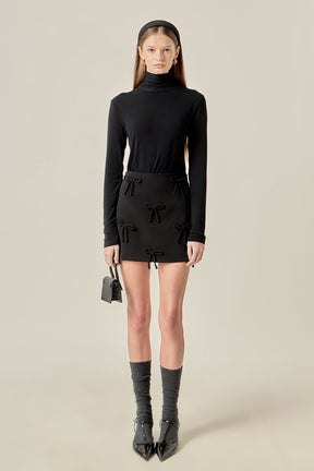 ENGLISH FACTORY - Bow Detailed Mini Skirt - SKIRTS available at Objectrare