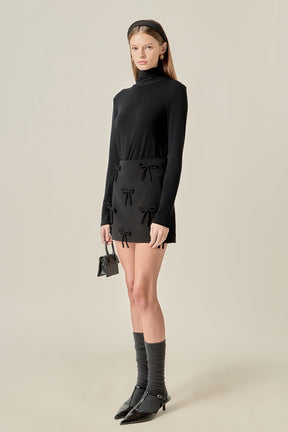 ENGLISH FACTORY - Bow Detailed Mini Skirt - SKIRTS available at Objectrare