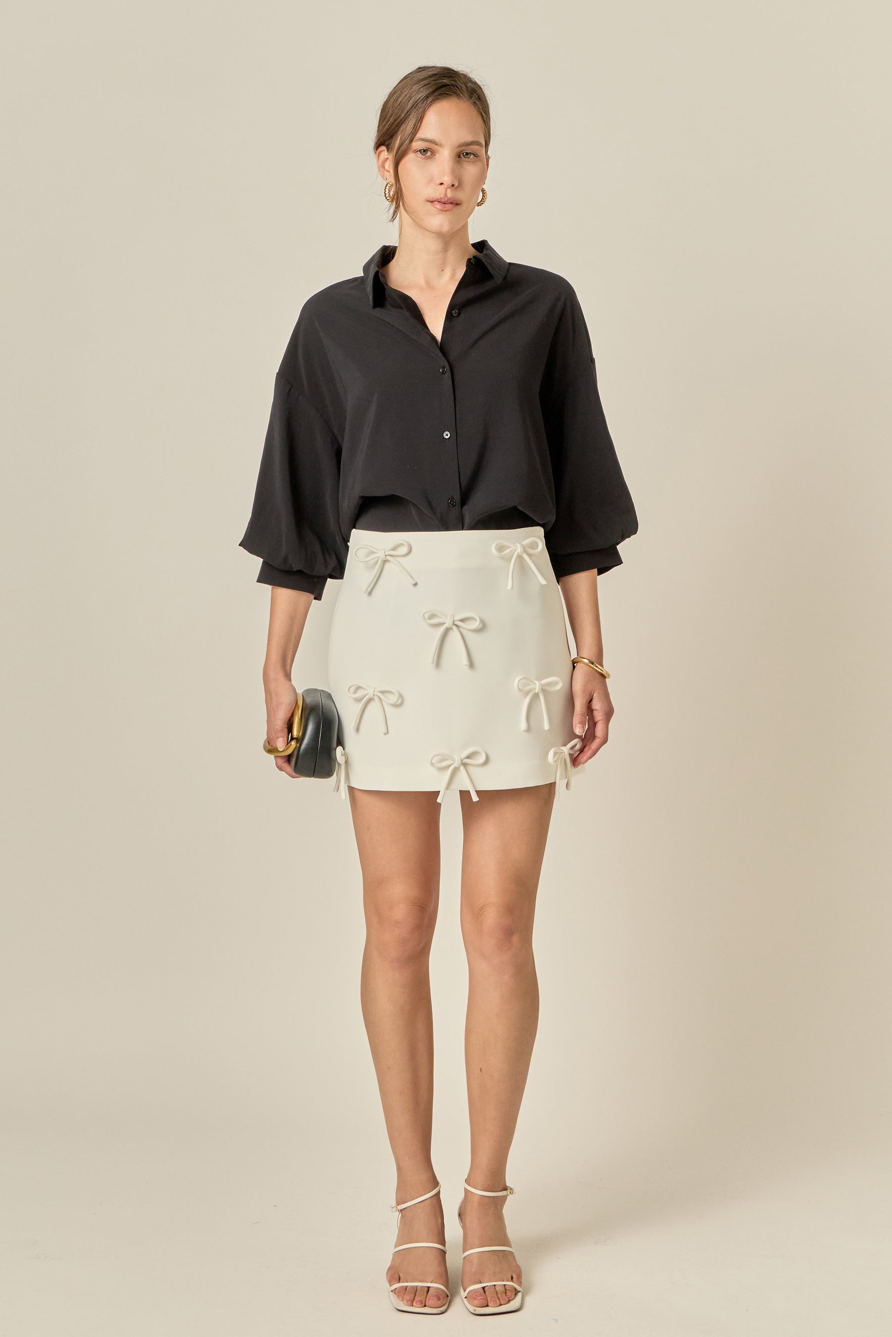 ENGLISH FACTORY - Bow Detailed Mini Skirt - SKIRTS available at Objectrare