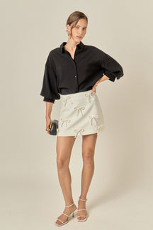 ENGLISH FACTORY - Bow Detailed Mini Skirt - SKIRTS available at Objectrare