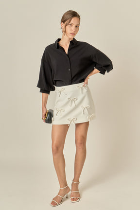 ENGLISH FACTORY - Bow Detailed Mini Skirt - SKIRTS available at Objectrare