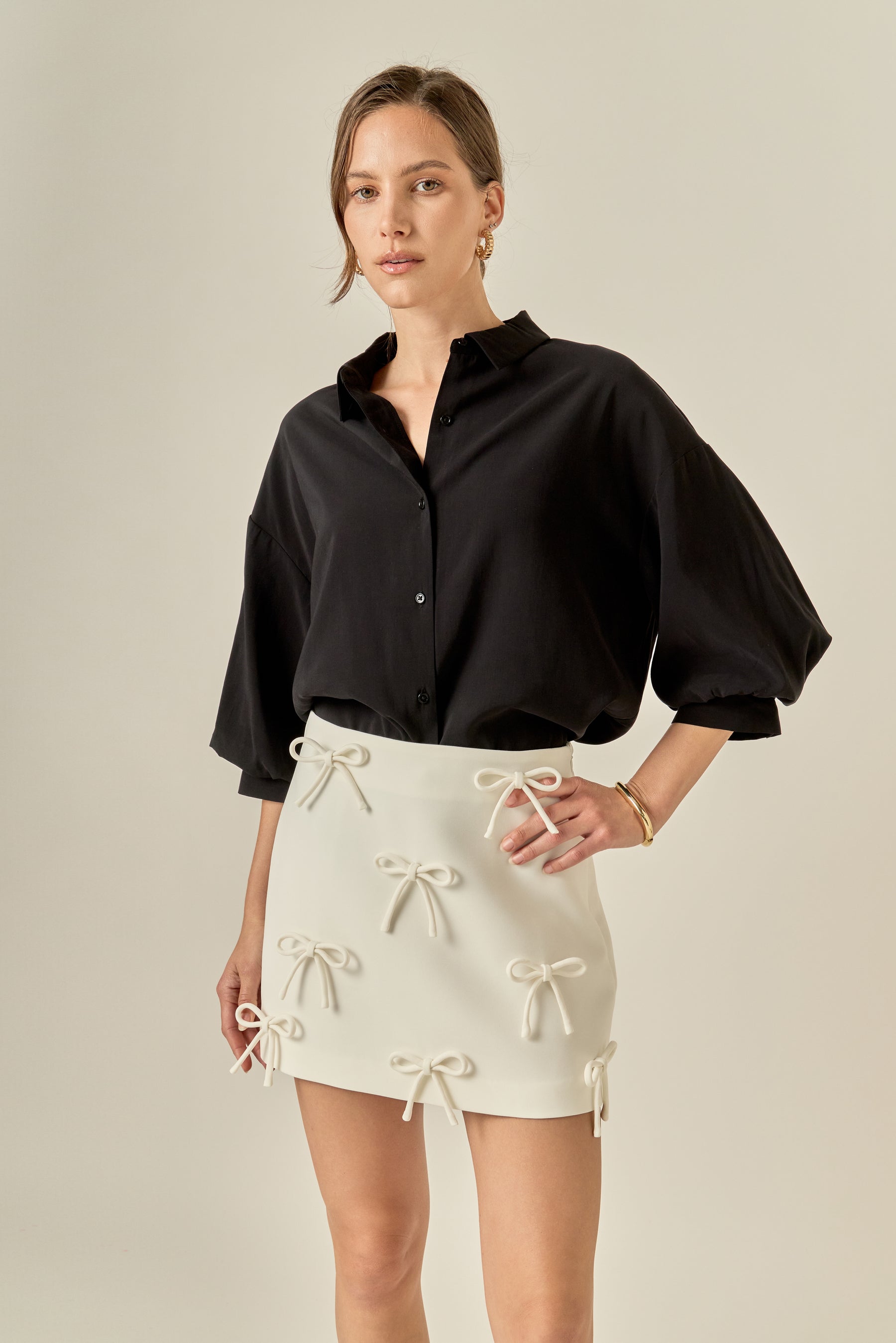 Bow Detailed Mini Skirt