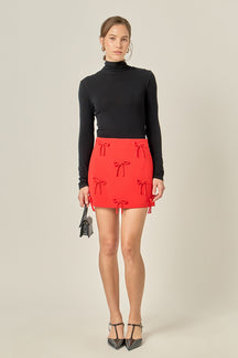 ENGLISH FACTORY - Bow Detailed Mini Skirt - SKIRTS available at Objectrare