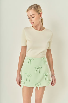 ENGLISH FACTORY - Bow Detailed Mini Skirt - SKIRTS available at Objectrare
