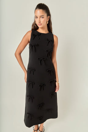 Bow Detailed Sleeveless Midi Dress
