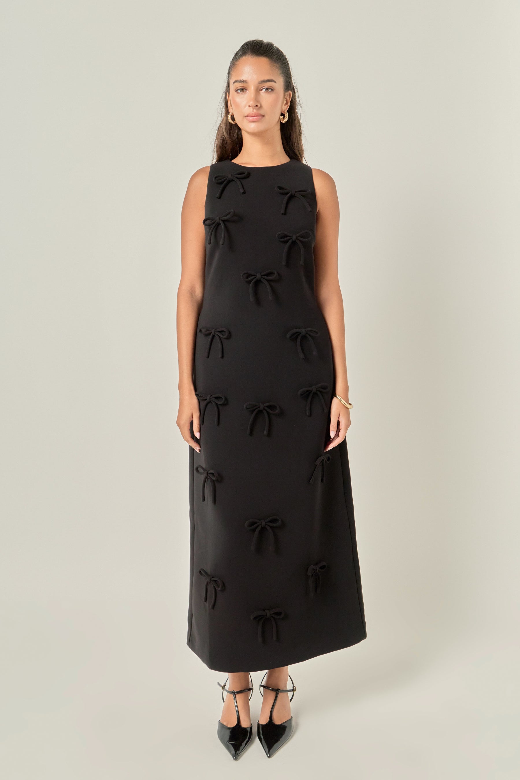 Bow Detailed Sleeveless Midi Dress
