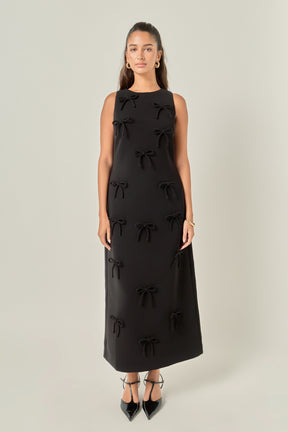 Bow Detailed Sleeveless Midi Dress