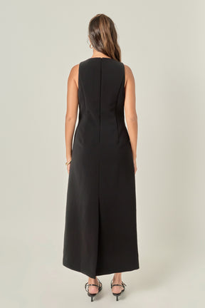 Bow Detailed Sleeveless Midi Dress