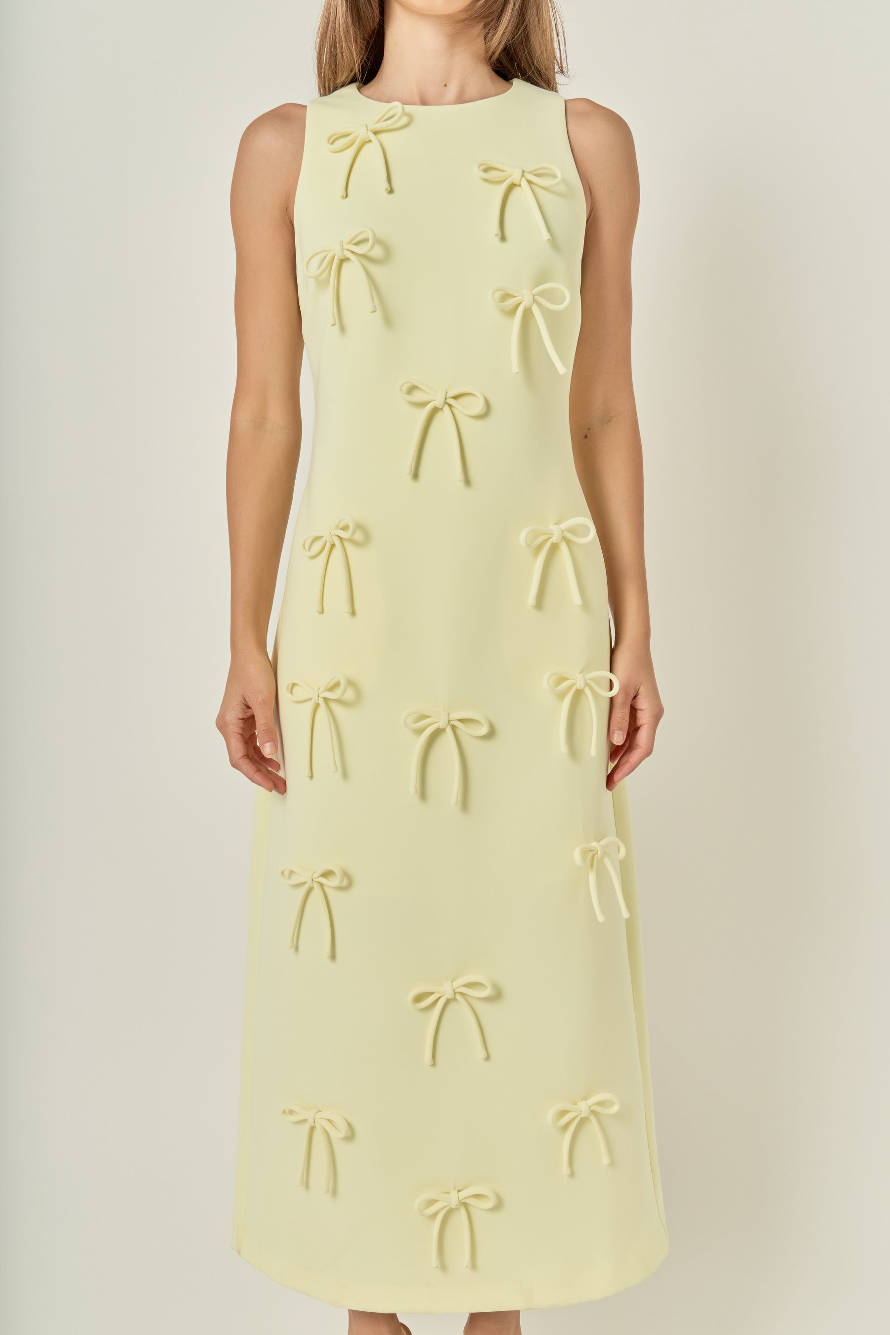 Bow Detailed Sleeveless Midi Dress