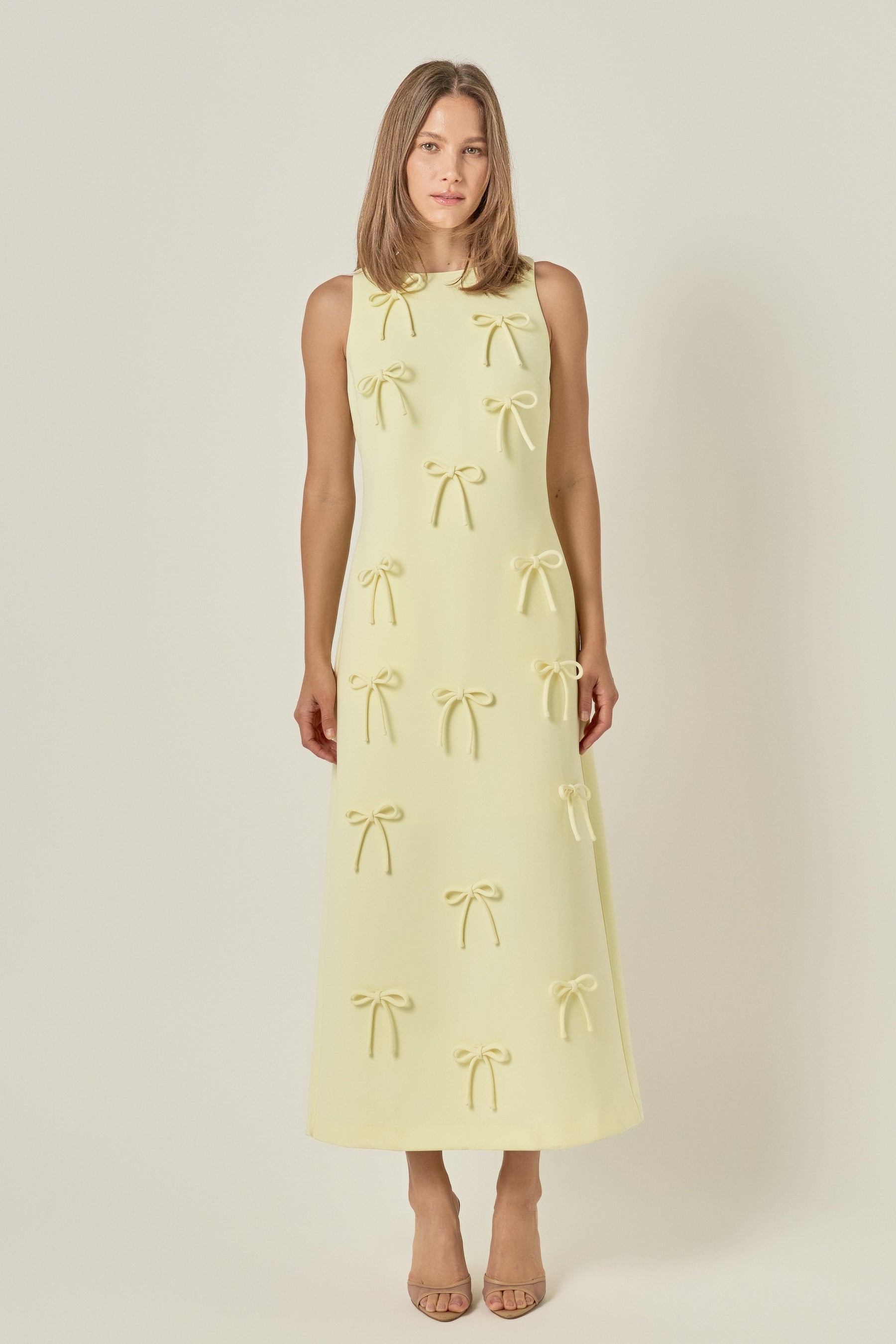Bow Detailed Sleeveless Midi Dress