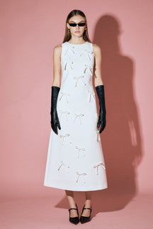 Bow Detailed Sleeveless Midi Dress