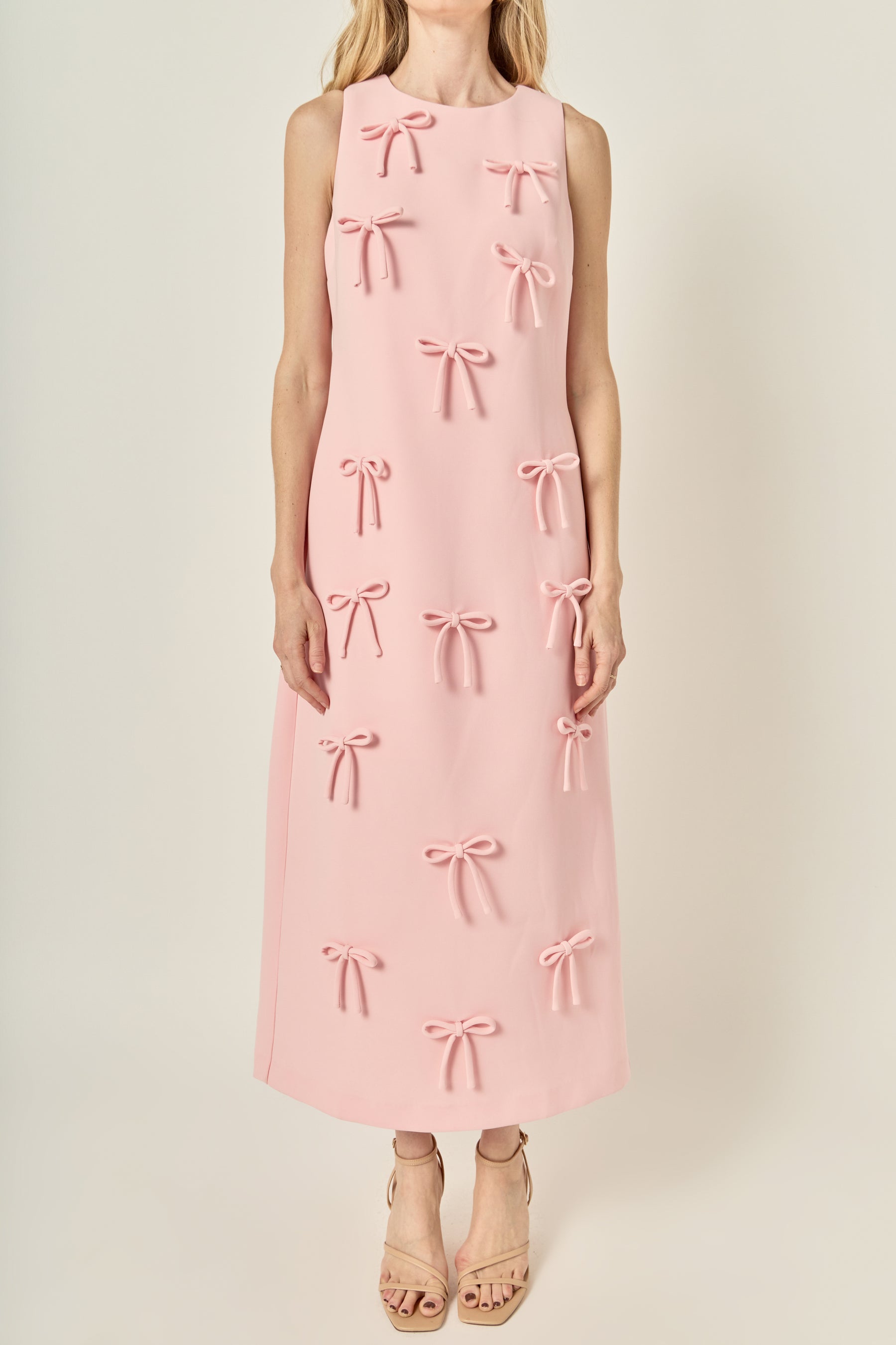 Bow Detailed Sleeveless Midi Dress