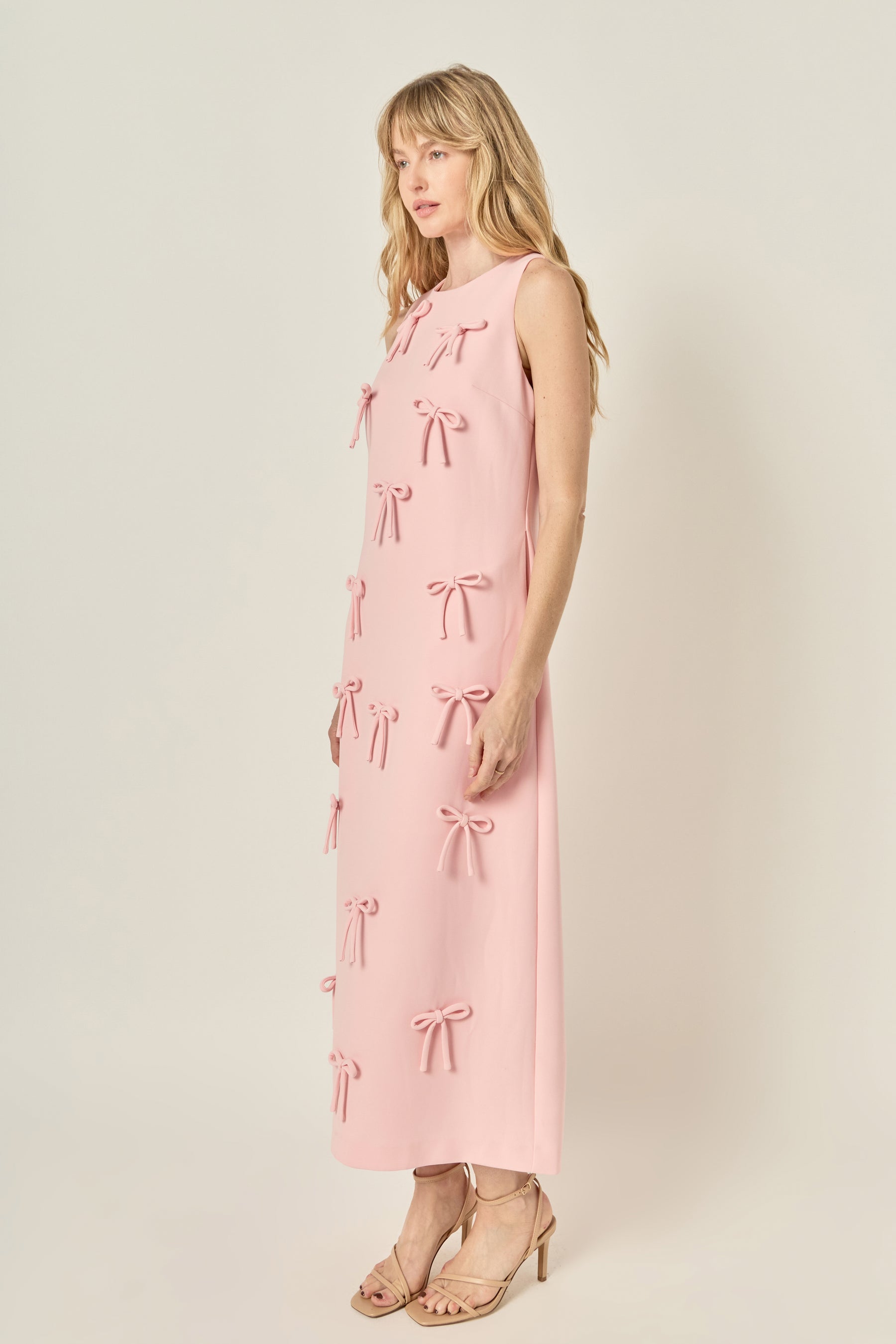 Bow Detailed Sleeveless Midi Dress