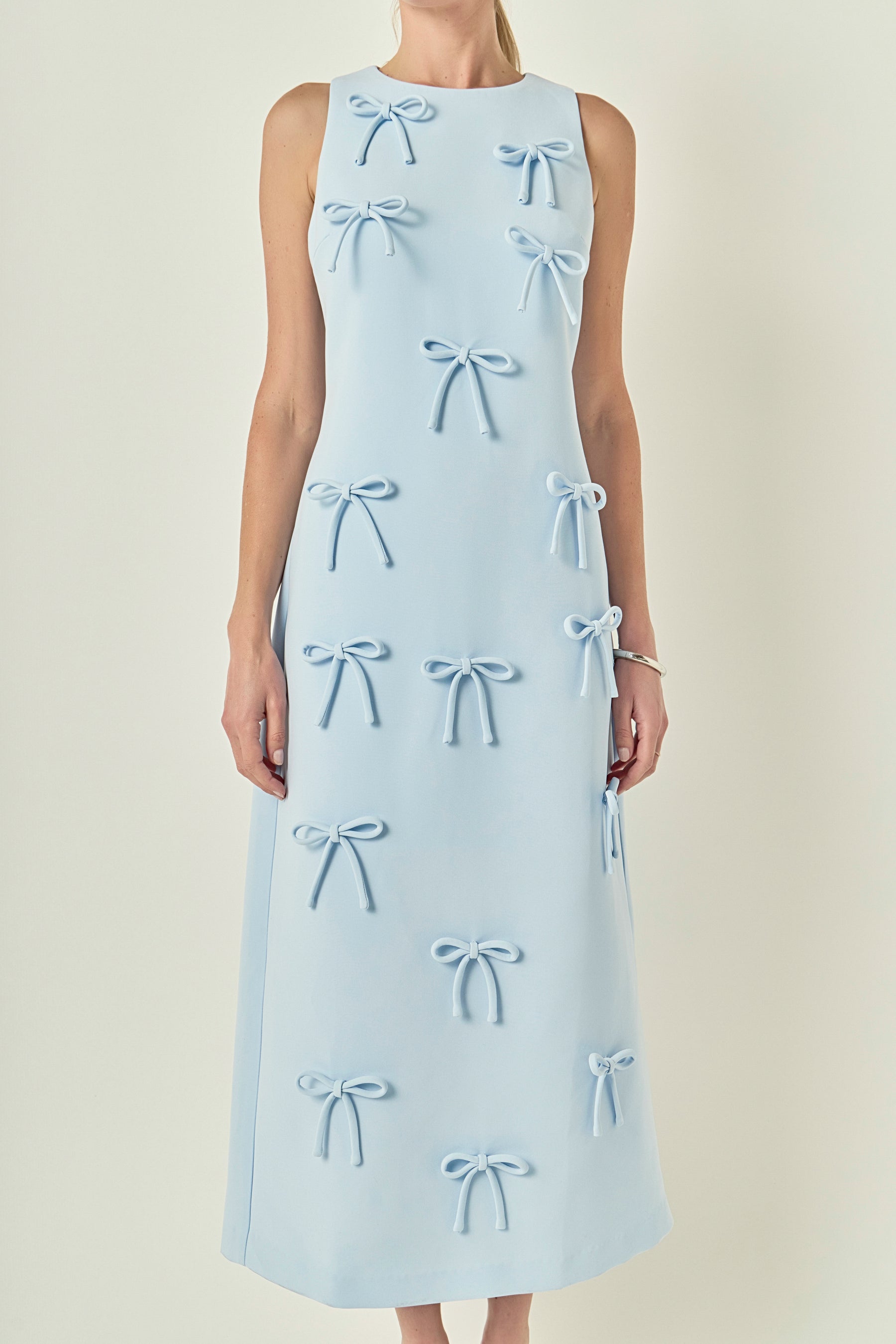 Bow Detailed Sleeveless Midi Dress