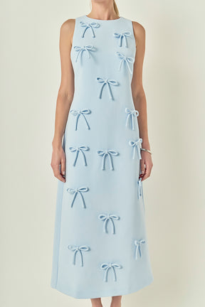 Bow Detailed Sleeveless Midi Dress