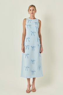 Bow Detailed Sleeveless Midi Dress
