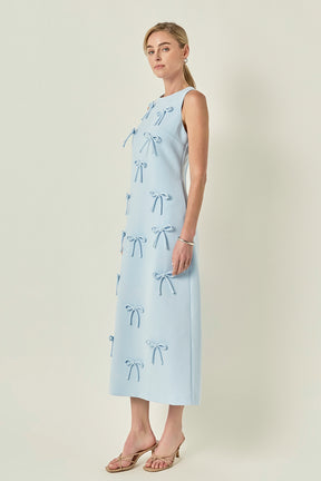 Bow Detailed Sleeveless Midi Dress