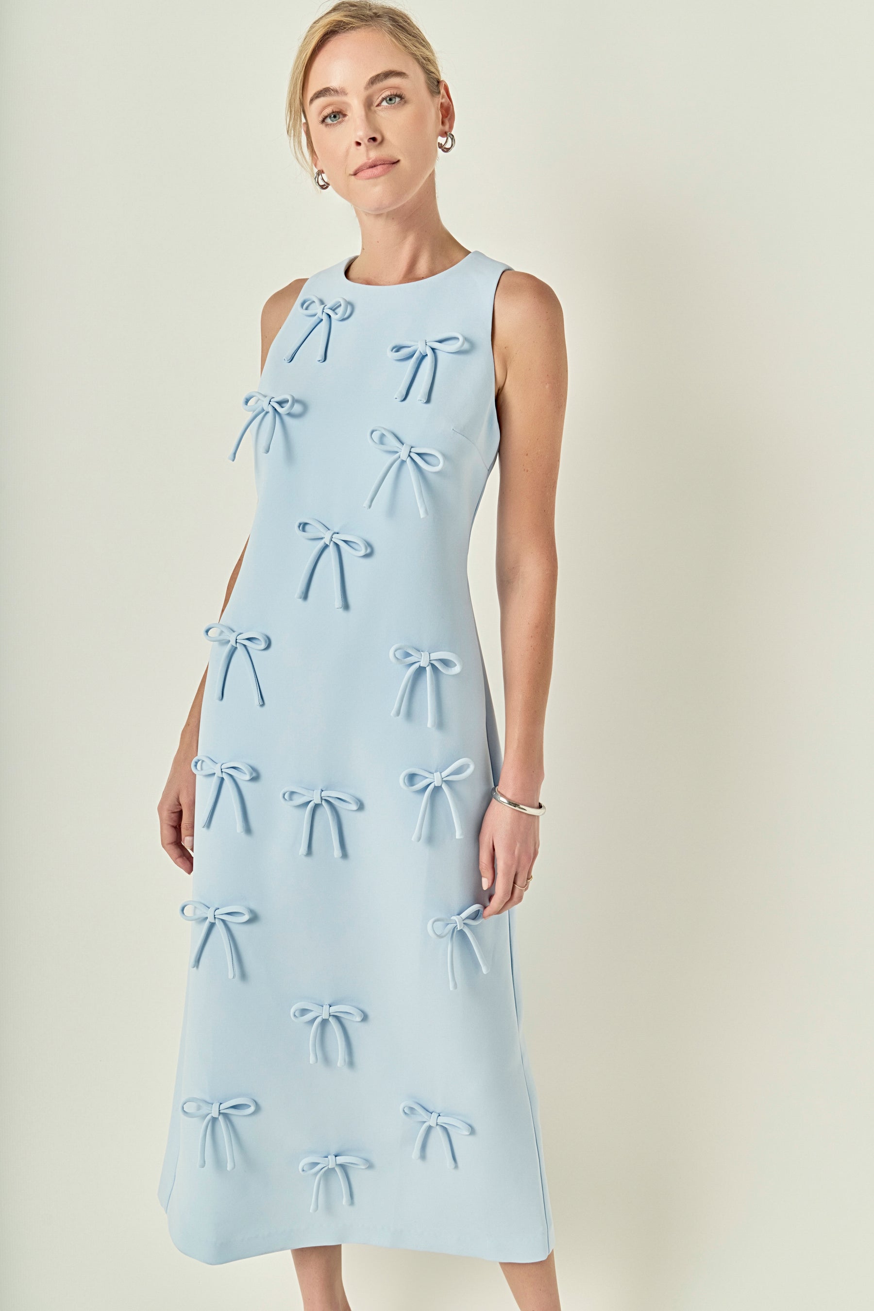 Bow Detailed Sleeveless Midi Dress