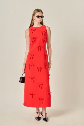 Bow Detailed Sleeveless Midi Dress