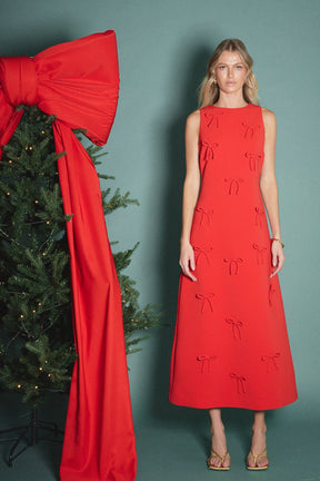 Bow Detailed Sleeveless Midi Dress