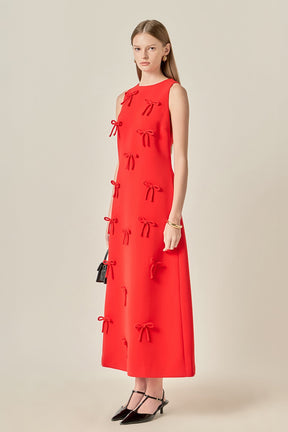 Bow Detailed Sleeveless Midi Dress
