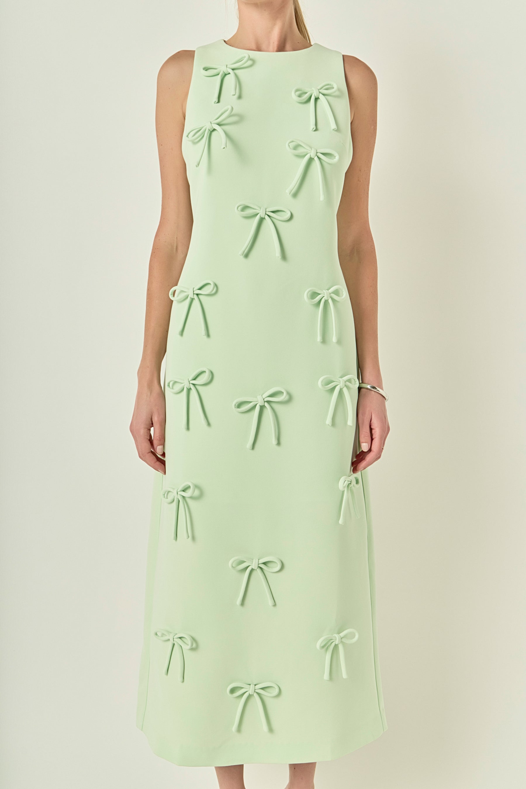 Bow Detailed Sleeveless Midi Dress