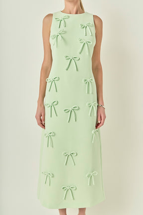 Bow Detailed Sleeveless Midi Dress