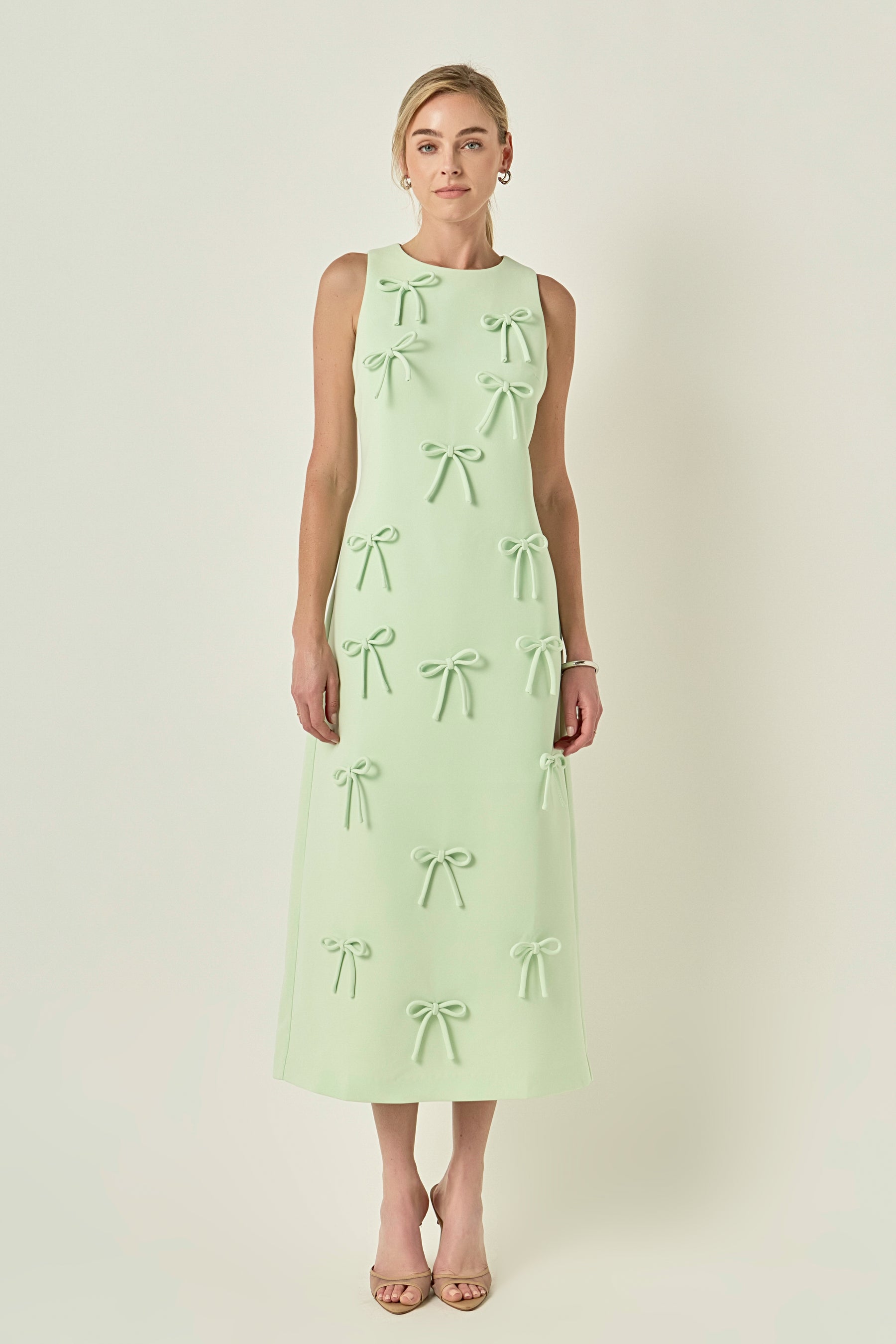 Bow Detailed Sleeveless Midi Dress