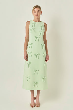 Bow Detailed Sleeveless Midi Dress