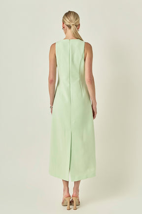 Bow Detailed Sleeveless Midi Dress
