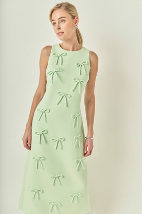 Bow Detailed Sleeveless Midi Dress