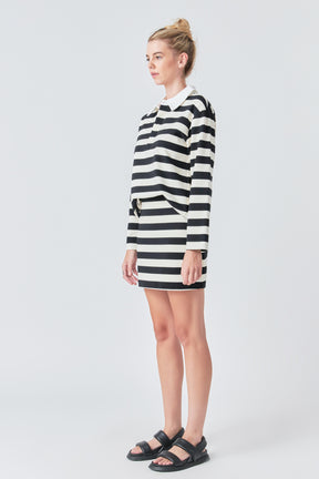 GREY LAB - Stripe Collar Sweatshirt - TOPS available at Objectrare