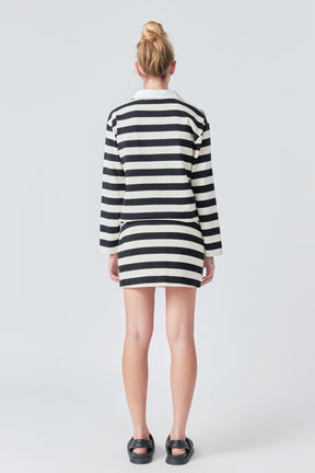 GREY LAB - Stripe Collar Sweatshirt - TOPS available at Objectrare