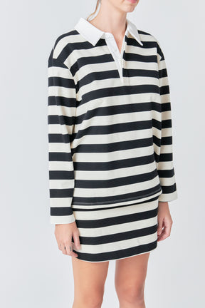 GREY LAB - Stripe Collar Sweatshirt - TOPS available at Objectrare