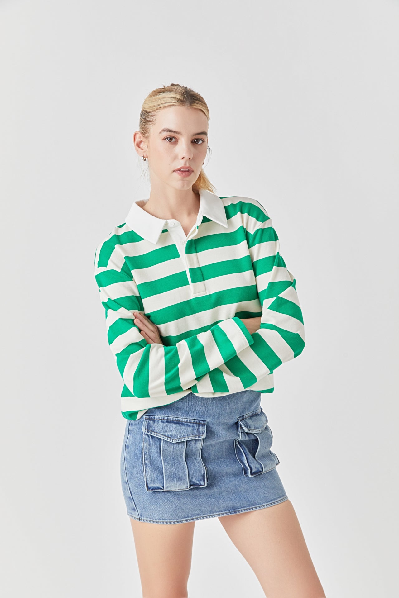 GREY LAB - Stripe Collar Sweatshirt - TOPS available at Objectrare