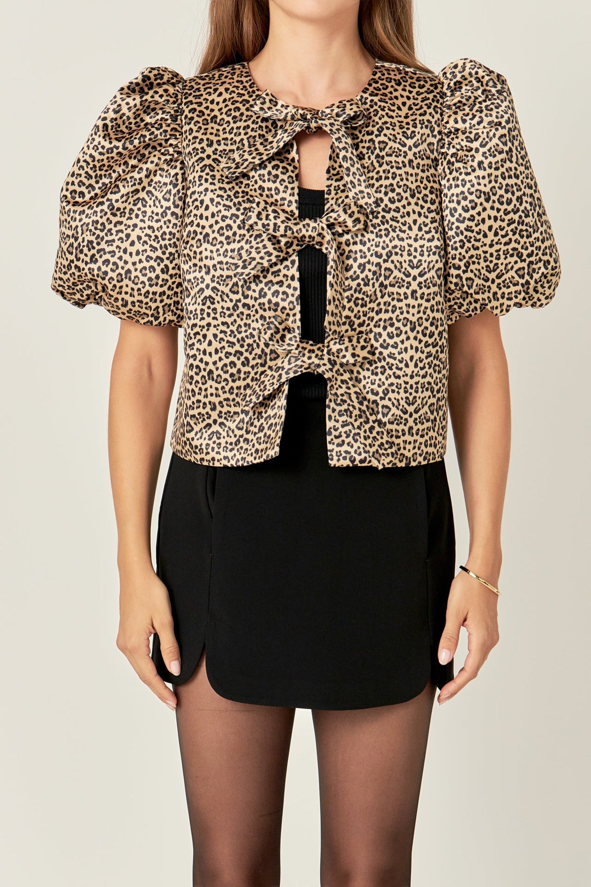 ENGLISH FACTORY - English Factory - Bow Detailed Puff Sleeve Top - TOPS available at Objectrare