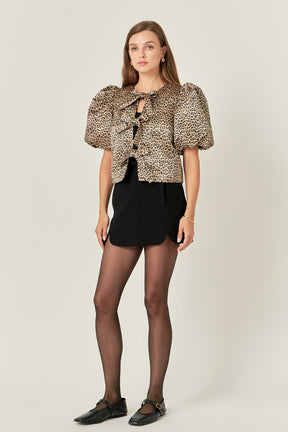 ENGLISH FACTORY - Bow Detailed Puff Sleeve Top - TOPS available at Objectrare