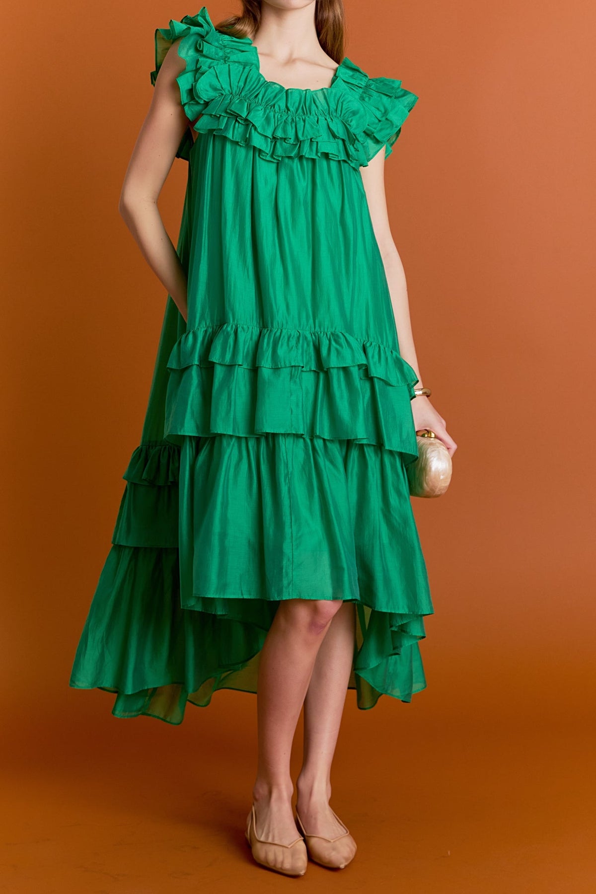 ENGLISH FACTORY - Sleeveless Ruffled Midi Dress - DRESSES available at Objectrare