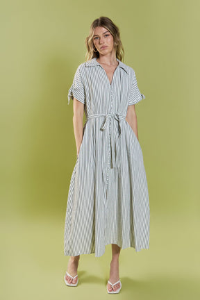 ENGLISH FACTORY - Pinstripe Polished Shirt Dress - DRESSES available at Objectrare