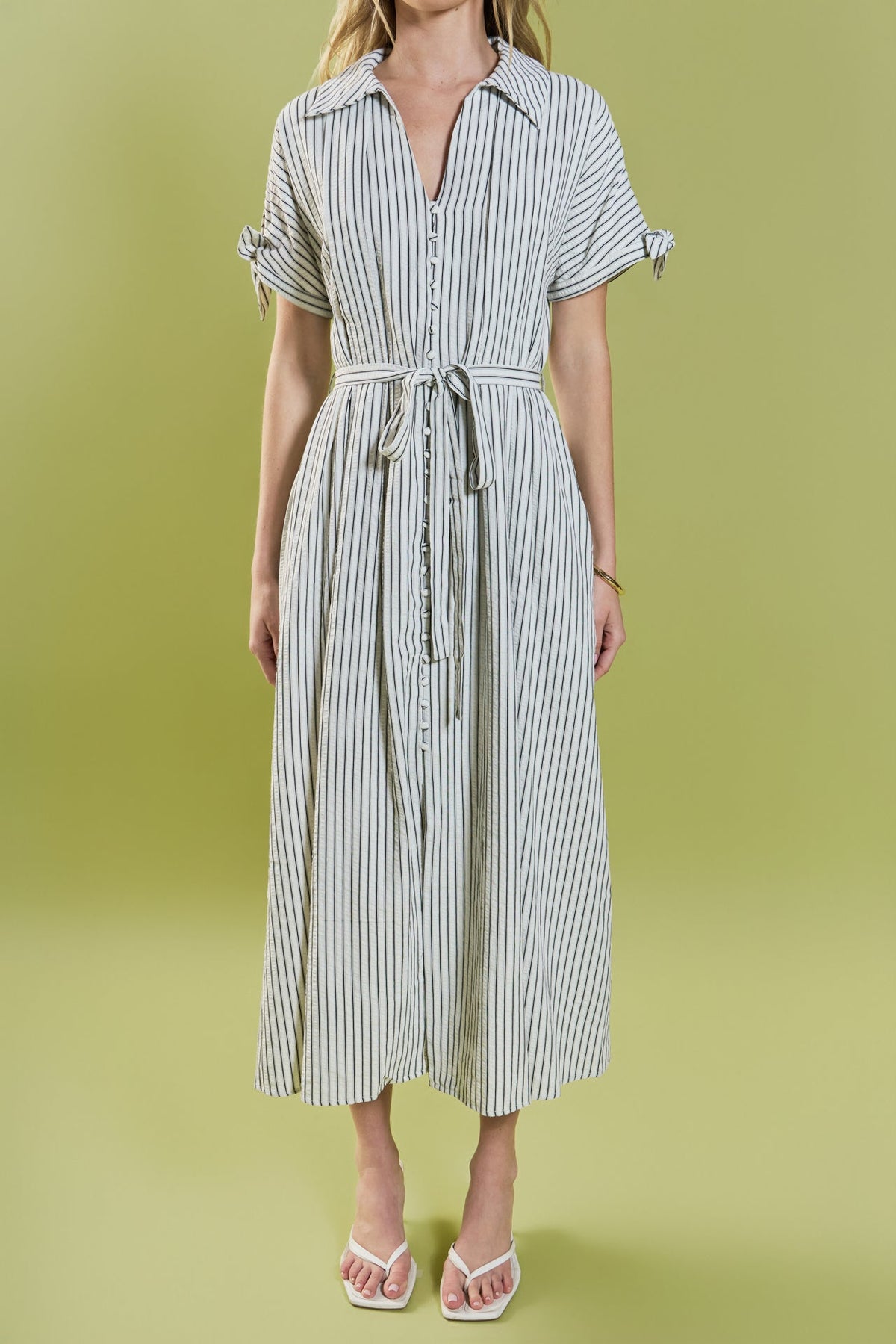 ENGLISH FACTORY - Pinstripe Polished Shirt Dress - DRESSES available at Objectrare